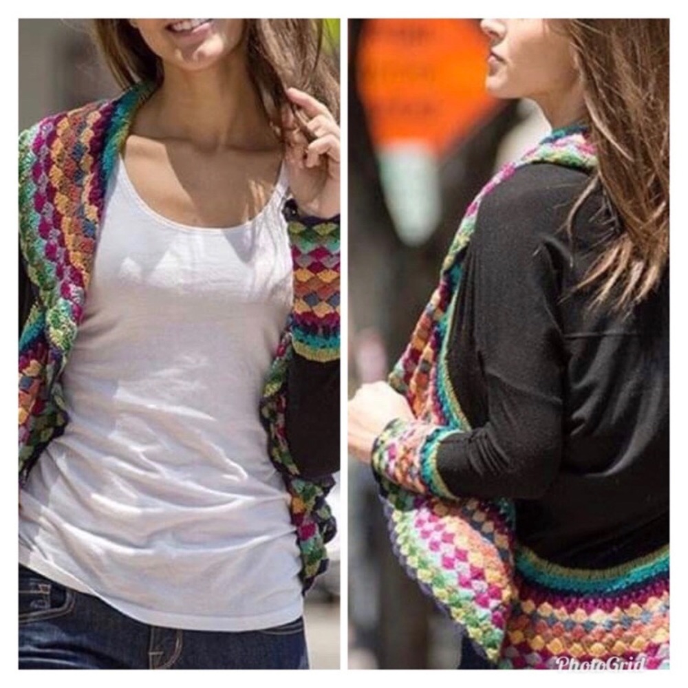 Double Zero Cottage Core Rainbow Crochet Shrug